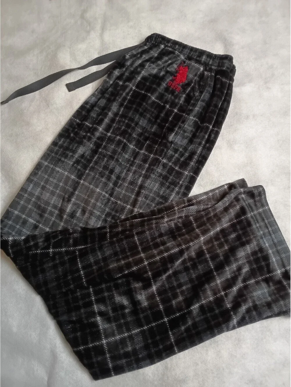U.S. Polo Assn. Men's Black Plaid Sleepwear Lounge Pants Size L